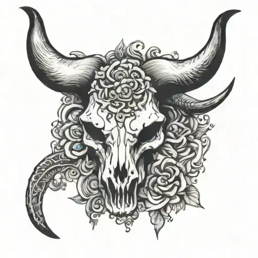 Texas long horn skull tattoo design idea