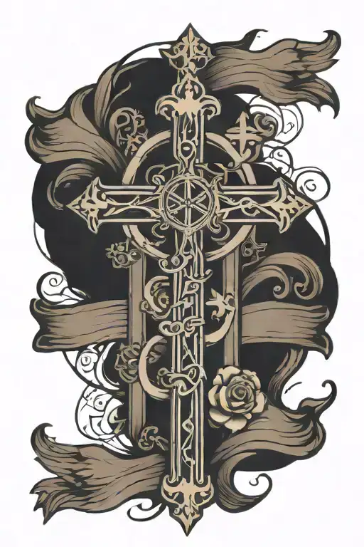 three crosses with a quote tattoo design idea