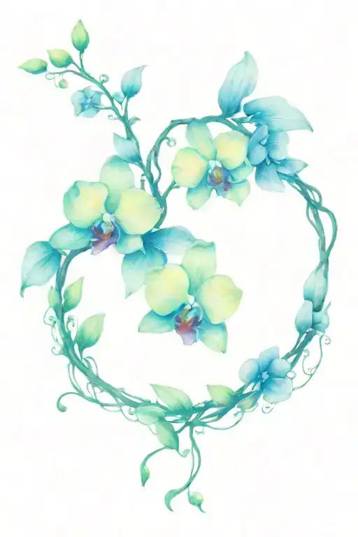 orchid vines on collarbone tattoo design idea