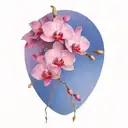 single branch of orchids trailing down shoulder tattoo design idea