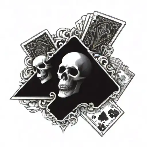 Skull and cards forming the shape tattoo design idea