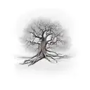 dead tree full sleeve tattoo design idea