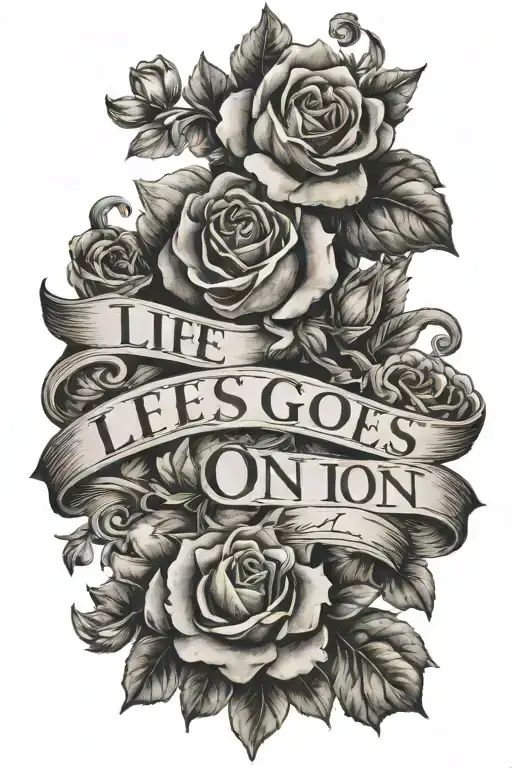 French words "life goes on" tattoo design idea