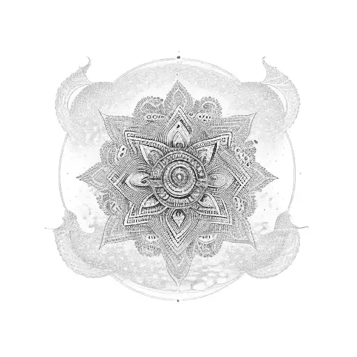 A traditional Indian mandala with a twist of rock and metal elements tattoo design idea