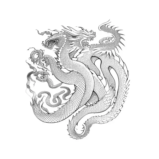 dragon, snake and phoenix tattoo design idea