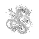 dragon, snake and phoenix tattoo design idea