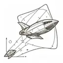 A minimalist tattoo design of a Mass Effect inspired spaceship flying through a cosmic nebula tattoo design idea