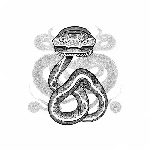A snake symbol in a Greek columns tattoo design idea