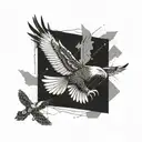 Create a majestic Philippines eagle flying over a construction site in a dotwork style tattoo tattoo design idea