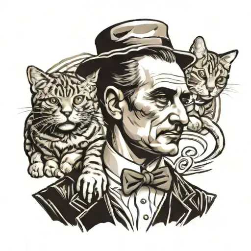 godfather with cat sitting tattoo design idea