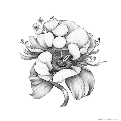 Cyclamen, Poppy anemone, jasmine and gardenia tattoo design idea