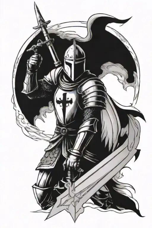 knight Templar knight with a sword tattoo design idea