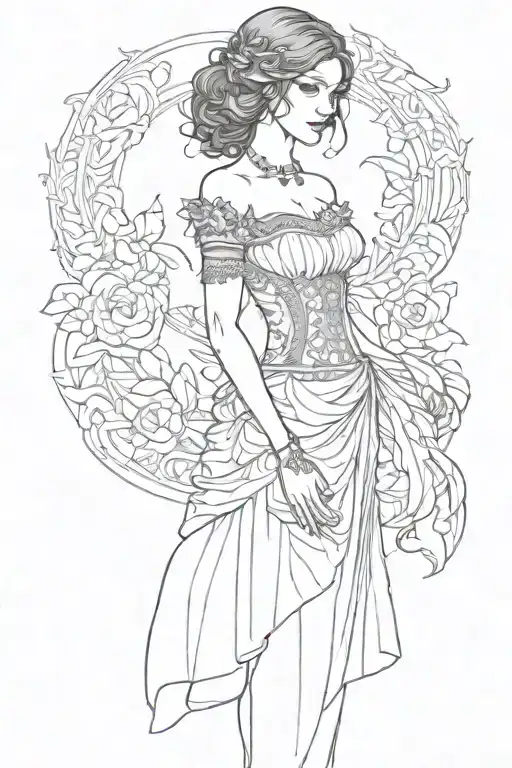 Femida in dress with scales tattoo design idea