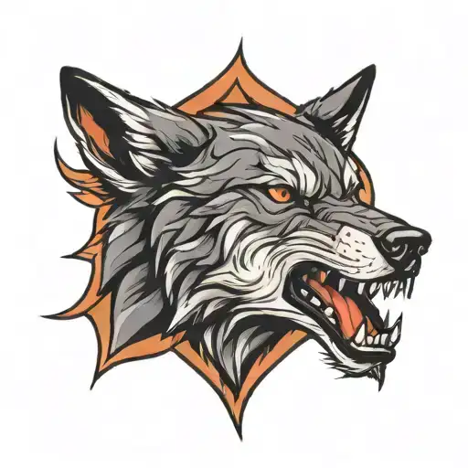 Howling alpha wolf face tattoo design idea