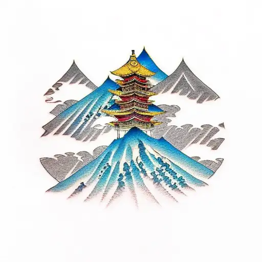 mountain side body tattoo Japanese style  tattoo design idea