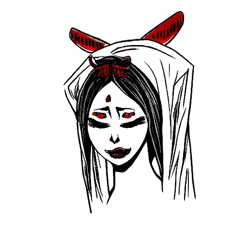 creepy geisha tattoo design idea
