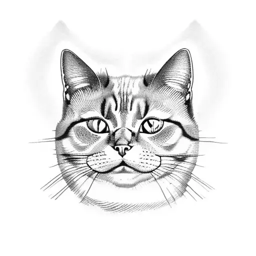 evil cat lines  tattoo design idea