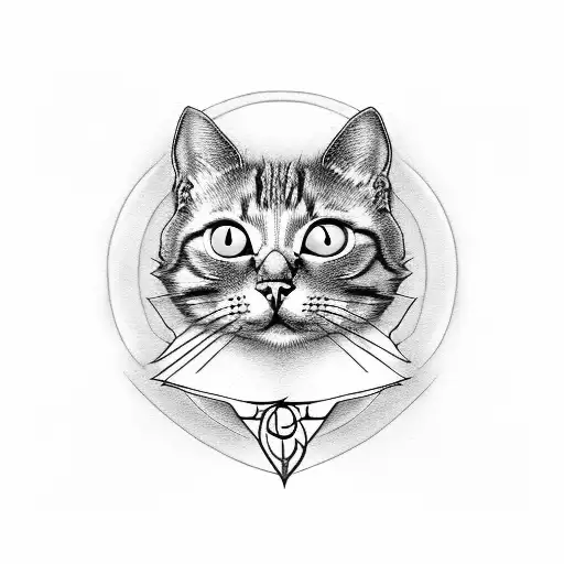evil cat line dark  tattoo design idea