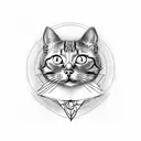 evil cat line dark  tattoo design idea