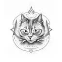 evil cat line dark  tattoo design idea