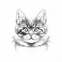 evil cat line dark  tattoo design idea