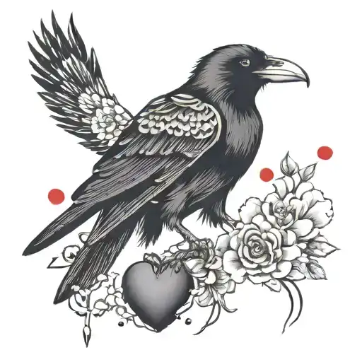 crow and heart bleeding   tattoo design idea