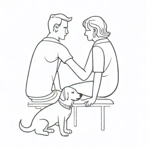 Dog and owner looking at each other tattoo design idea