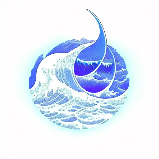moon ocean wave lilith tattoo design idea