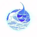 moon ocean wave lilith tattoo design idea