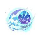 moon ocean wave lilith tattoo design idea