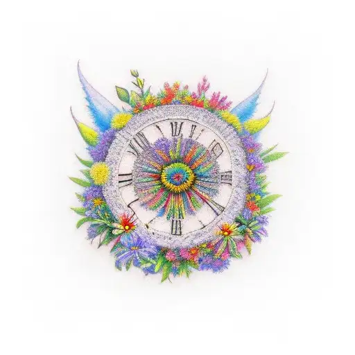 Indiana native wildflowers in rainbow colors tattoo design idea