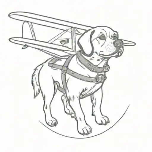 dog pilot flying a plane tattoo design idea