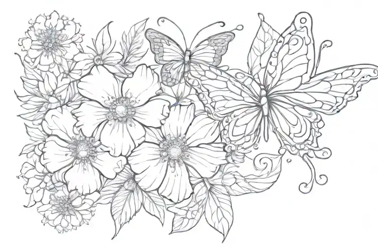 y2k cute flower butterfly   tattoo design idea