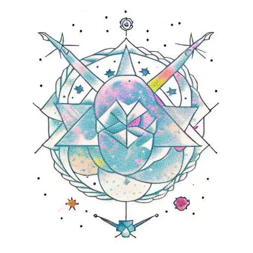 A constellation of Capricorn made with flower petals tattoo design idea