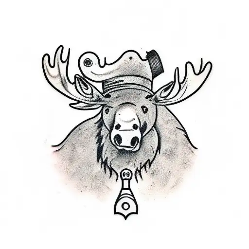 guy with knife and moose head in his hands tattoo design idea