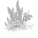 2 larkspur flower with the stems turning into the names Andrew and William tattoo design idea