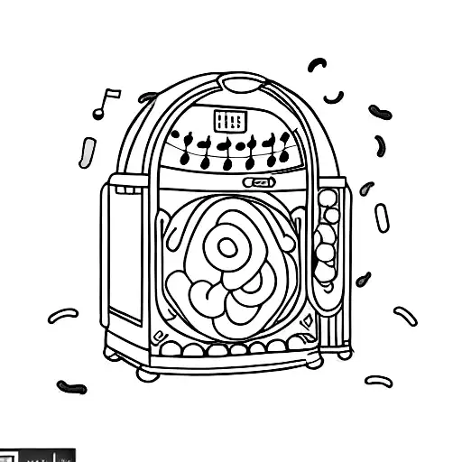 A candy-filled jukebox playing a song about loneliness tattoo design idea