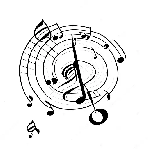 A cute and lonely music note sitting on a candy wrapper tattoo design idea