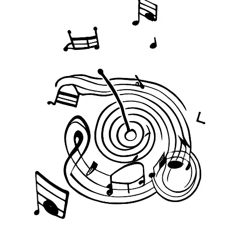 Lonely candy hearts forming musical notes tattoo design idea