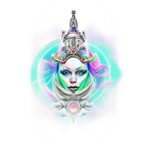 nordic style, freyja goddess , aurora borealis, manly tattoo design idea