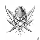 skull shark tattoo design idea