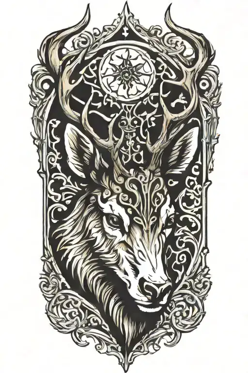 deer brown bear and spike tattoo design idea