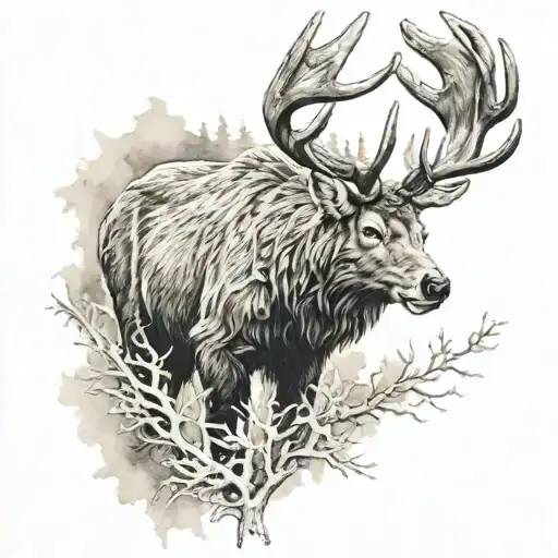 Deer, Grizzly bear, Lynx tattoo design idea