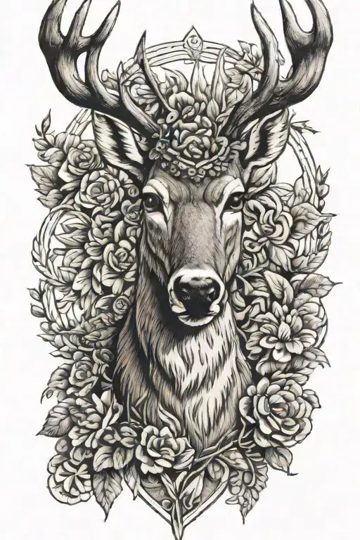 A traditional tattoo of a deer, brown bear, and lynx depicted in a classic Anatolian art style tattoo design idea