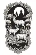 A tattoo design featuring a Deer, a Lynx and a Gray Sewn tattoo design idea