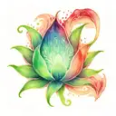 circle of green flames with a red lotus flower inside tattoo design idea