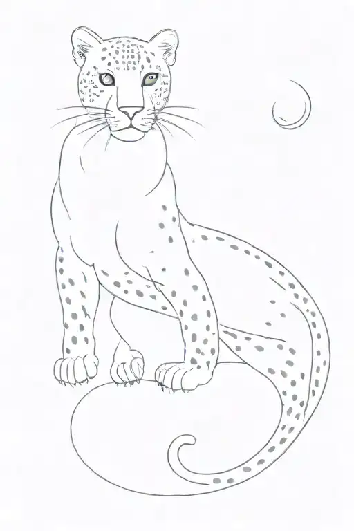 realistic jumping full leopard tattoo minimalistic  tattoo design idea