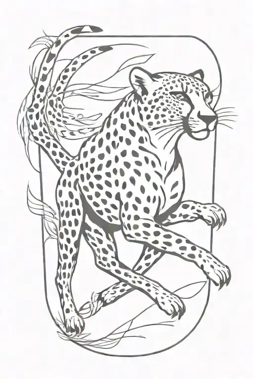 cheetah sprinting minimalistic tattoo tattoo design idea