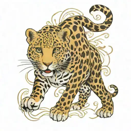 leopard walking frontal  tattoo design idea