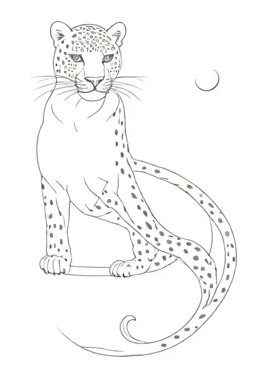 realistic jumping full leopard tattoo minimalistic tattoo design idea